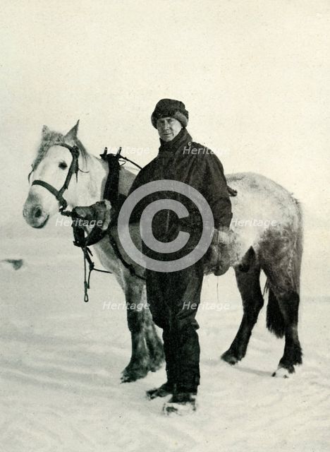 'Dr. Wilson and Pony 'Nobby', c1911, (1913). Artist: Herbert Ponting.