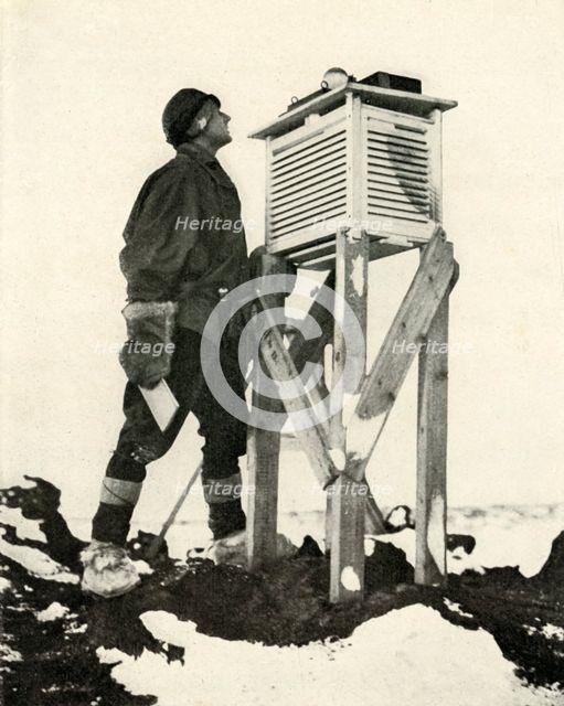 'Dr. Wilson Watching the First Rays of Sunlight Being Recorded', c1911, (1913). Artist: Herbert Ponting.