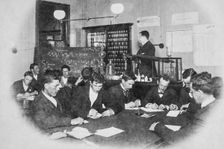 Dr Wilton W.R. Love teaching class with Chemistry/Pharmacy students, 1894. Creator: Unknown