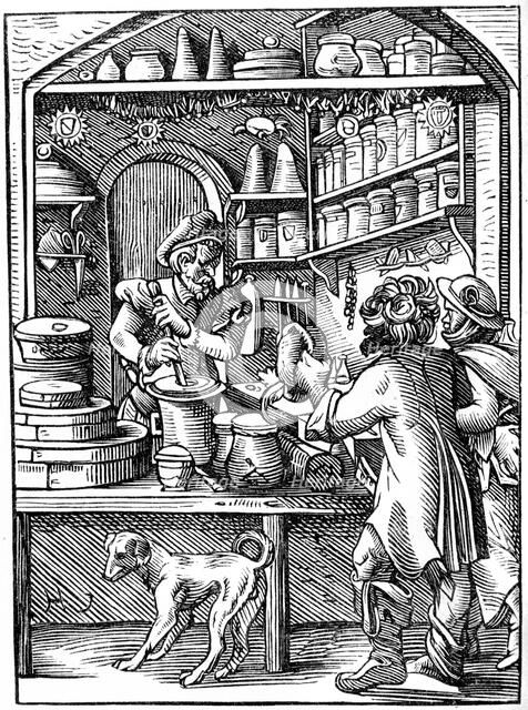 Druggist, 16th century (1849).Artist: Jost Amman