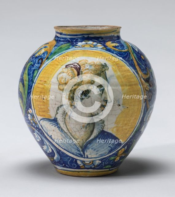 Drug jar with heads of women, c. 1550/1570. Creator: Domenico da Venezia, Workshop of .