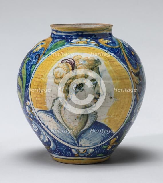 Drug jar with heads of women, c. 1550/1570. Creator: Domenico da Venezia, Workshop of .