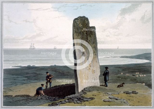 'Druidical Stone at Strather near Barvas, Isle of Lewis', Hebrides, Scotland, 1820.  Creator: William Daniell.