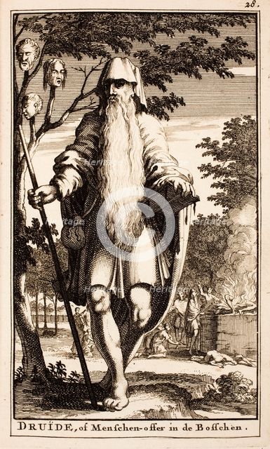 Druids Human Sacrifice. From Antiquitates Germanicæ by Cornelius Tacitus, 1712-1714. Creator: Anonymous.