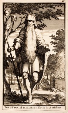 Druids Human Sacrifice. From Antiquitates Germanicæ by Cornelius Tacitus, 1712-1714. Creator: Anonymous