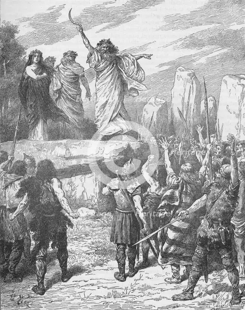 Druids inciting the Britons to oppose the landing of the Romans, 43 (1905). Artist: Unknown.