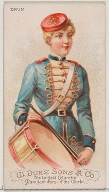 Drum, from the Musical Instruments series (N82) for Duke brand cigarettes, 1888., 1888. Creator: Schumacher & Ettlinger