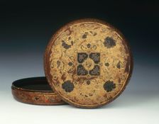 Drum-shaped lacquer box, Qing dynasty, Jiaqing period, China, 1796-1820. Creator: Unknown