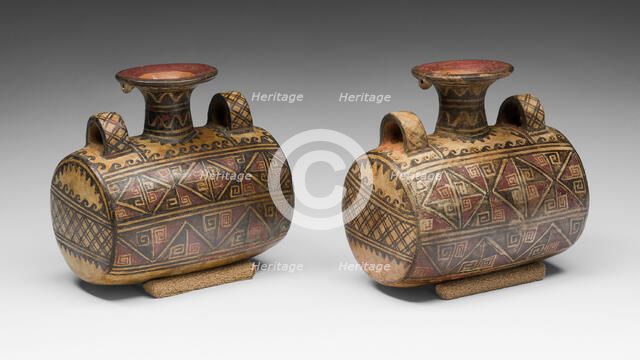 Drum-Shaped Vessels with Textile Motif, A.D. 1450/1532. Creator: Unknown.