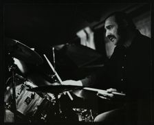 Drummer Alan Jackson playing at The Stables, Wavendon, Buckinghamshire. Creator: Denis Williams