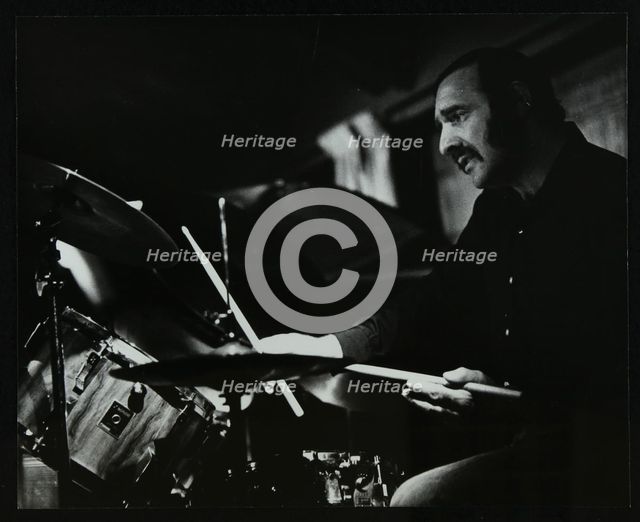 Drummer Alan Jackson playing at The Stables, Wavendon, Buckinghamshire. Creator: Denis Williams.