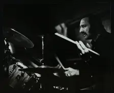 Drummer Alan Jackson playing at The Stables, Wavendon, Buckinghamshire. Creator: Denis Williams