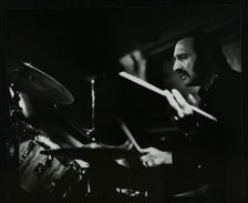 Drummer Alan Jackson playing at The Stables, Wavendon, Buckinghamshire. Creator: Denis Williams