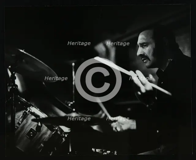 Drummer Alan Jackson playing at The Stables, Wavendon, Buckinghamshire. Creator: Denis Williams.