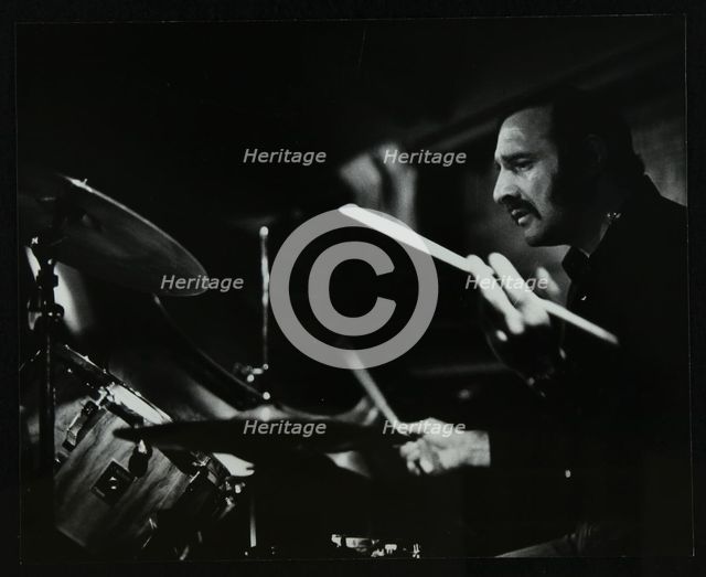 Drummer Alan Jackson playing at The Stables, Wavendon, Buckinghamshire. Creator: Denis Williams.