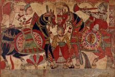 Drummer and Horn Player (Accompanying the Hunt?), Scene from the Story of the Marriage..., c1850. Creator: Unknown