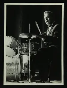 Drummer and vocalist Mel Torme on stage at the Bristol Hippodrome, 1950s. Creator: Denis Williams