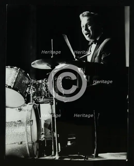 Drummer and vocalist Mel Torme on stage at the Bristol Hippodrome, 1950s. Creator: Denis Williams.