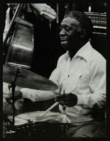 Drummer Art Blakey playing at the Forum Theatre, Hatfield, Hertfordshire, 1978. Artist: Denis Williams
