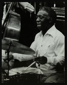 Drummer Art Blakey playing at the Forum Theatre, Hatfield, Hertfordshire, 1978. Creator: Denis Williams