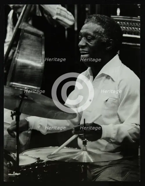 Drummer Art Blakey playing at the Forum Theatre, Hatfield, Hertfordshire, 1978. Creator: Denis Williams.