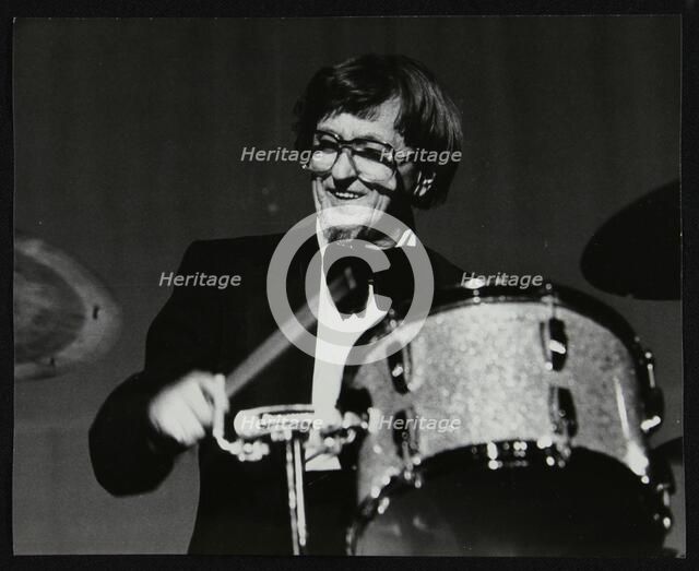 Drummer Barrett Deems playing in Stevenage, Hertfordshire, 1984. Artist: Denis Williams