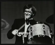 Drummer Barrett Deems playing in Stevenage, Hertfordshire, 1984. Creator: Denis Williams