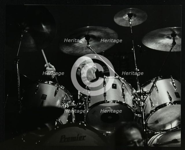Drummer Eric Delaney playing at the Forum Theatre, Hatfield, Hertfordshire, 6 May 1983. Creator: Denis Williams.