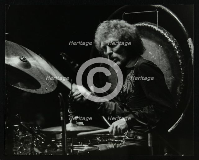 Drummer Ginger Baker performing at the Forum Theatre, Hatfield, Hertfordshire, 1980. Creator: Denis Williams.