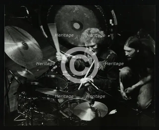 Drummer Ginger Baker performing at the Forum Theatre, Hatfield, Hertfordshire, 1980. Creator: Denis Williams.