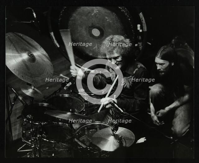 Drummer Ginger Baker performing at the Forum Theatre, Hatfield, Hertfordshire, 1980. Artist: Denis Williams