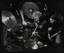Drummer Ginger Baker performing at the Forum Theatre, Hatfield, Hertfordshire, 1980. Artist: Denis Williams