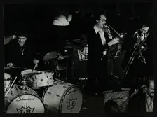 Drummer Louie Bellson and his big band playing at the Forum Theatre, Hatfield, Hertfordshire, 1979. Creator: Denis Williams