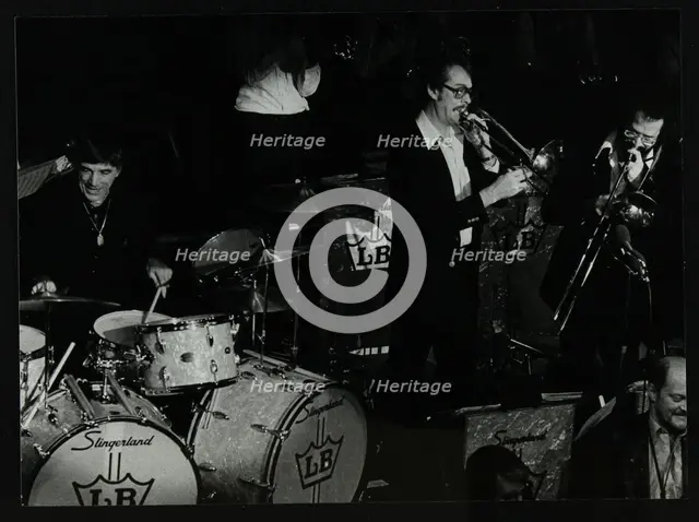 Drummer Louie Bellson and his big band playing at the Forum Theatre, Hatfield, Hertfordshire, 1979. Creator: Denis Williams.