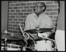 Drummer Rod Youngs playing at The Fairway, Welwyn Garden City, Hertfordshire, 25 January 2004. Creator: Denis Williams