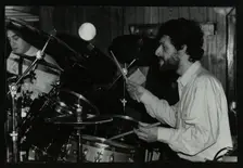 Drummer Simon Morton playing at the Torrington Jazz Club, Finchley, London, 1988. Creator: Denis Williams