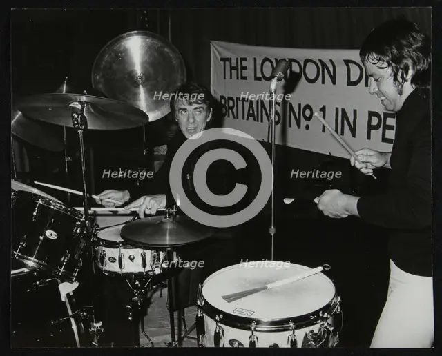 Drummers Kenny Clare Les DeMerle, London 1979. Creator: Denis Williams.