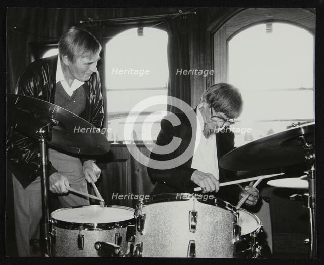 Drummers Jack Parnell and Barrett Deems, London, 1984. Artist: Denis Williams