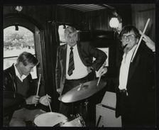 Drummers Jack Parnell and Barrett Deems, London, 1984. Creator: Denis Williams