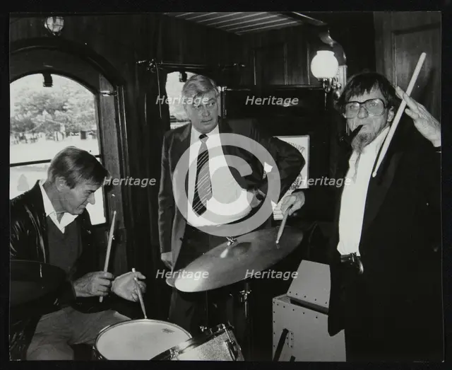 Drummers Jack Parnell and Barrett Deems, London, 1984. Creator: Denis Williams.