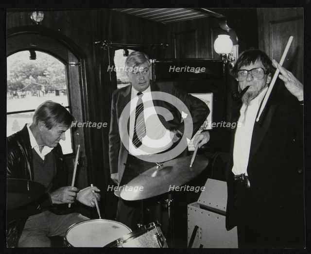 Drummers Jack Parnell and Barrett Deems, London, 1984. Creator: Denis Williams.