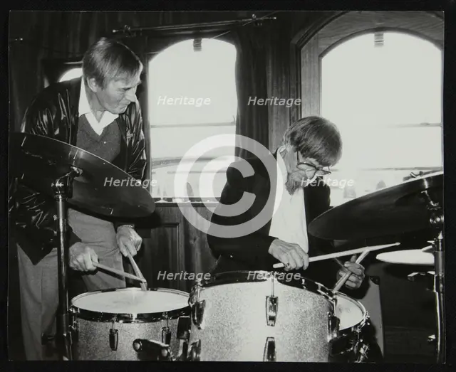 Drummers Jack Parnell and Barrett Deems, London, 1984. Creator: Denis Williams.