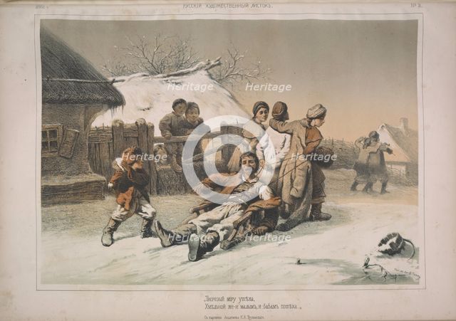 Drunk man - fun for children and women, 1861. Creator: Timm, Wassili (George Wilhelm) (1820-1895).