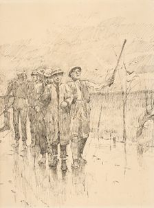 Drunk men walking in the rain, 1880-1900. Creator: Ladislav Mednyanszky