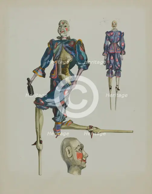 Drunken Clown Puppet, c. 1937. Creator: Verna Tallman.