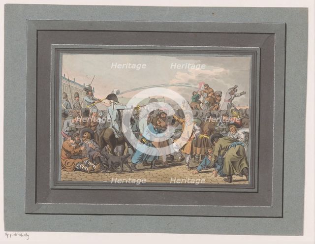 Drunken crowds with water spray, 1805. Creator: Christian Gottfried Heinrich Geissler.