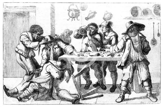 Drunken figures, c17th century. Artist: Unknown