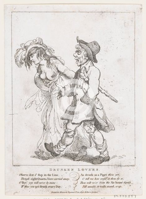 Drunken Lovers, March 15, 1798., March 15, 1798. Creator: Thomas Rowlandson.