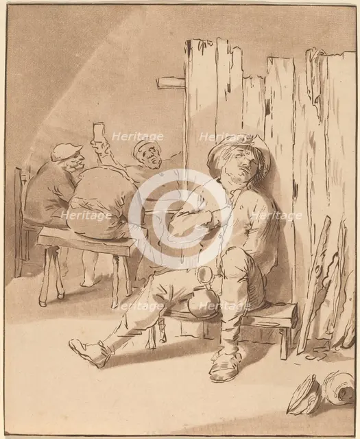 Drunken Peasant at an Inn, 1775. Creator: Bernhard Schreuder.