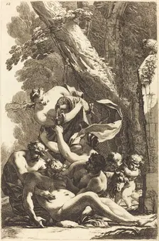 Drunken Silenus Supported by Two Fauns, 1650s. Creator: Michel Dorigny